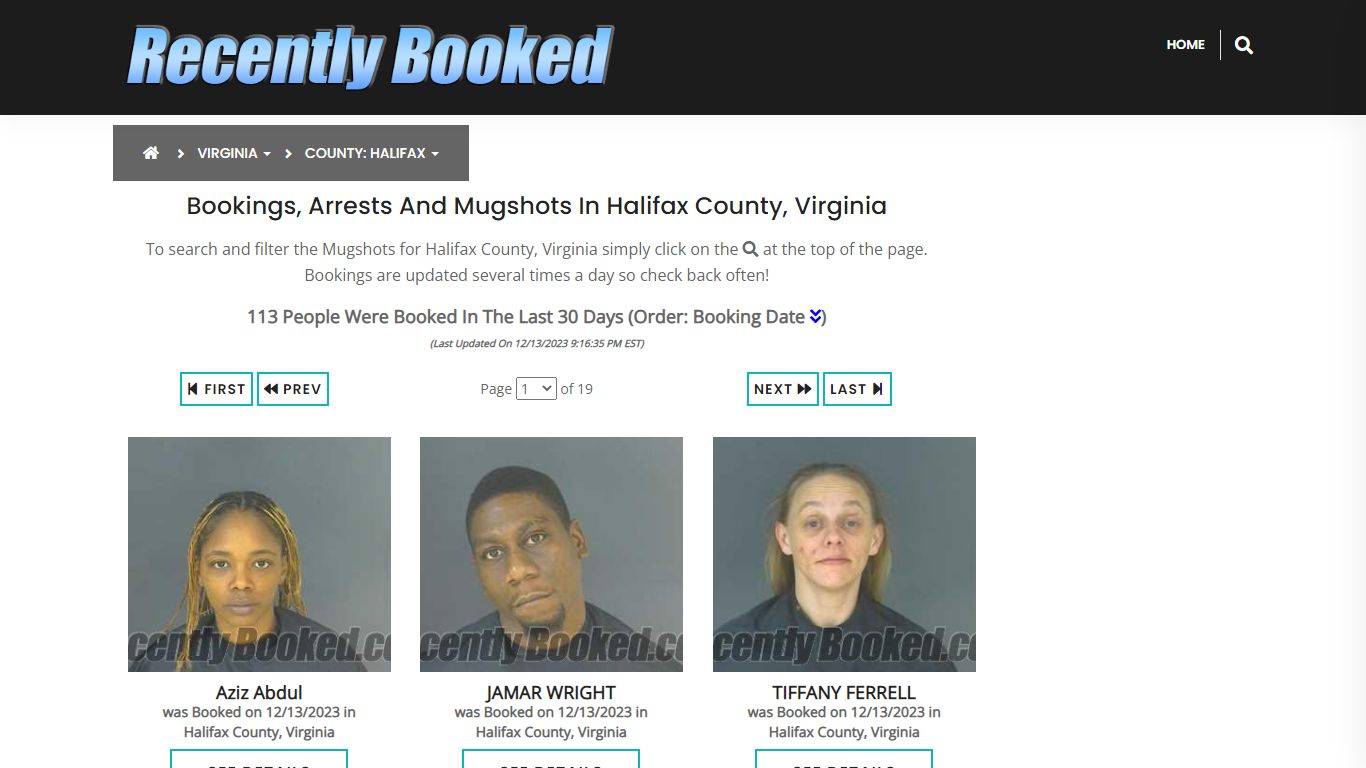 Recent bookings, Arrests, Mugshots in Halifax County, Virginia